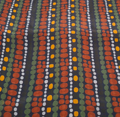 Black Green Multicolour Stripes Dotted Habutai Silk Printed