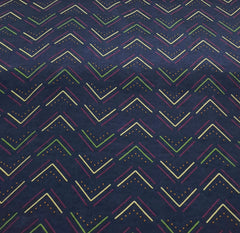 Blue Zig Zag Habutai Silk Printed