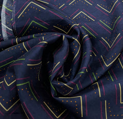 Blue Zig Zag Habutai Silk Printed