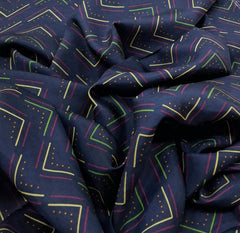 Blue Zig Zag Habutai Silk Printed
