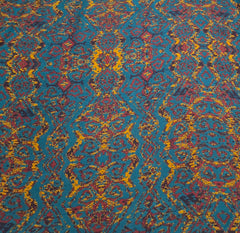 Teal Blue Geometric Muslin Printed