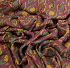 Maroon Geometric Ikkat Muslin Printed
