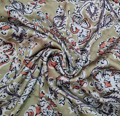 Tea Green Kalamkari Modal Satin Printed