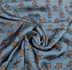 Pastel Blue Floral Butti Modal Satin Printed