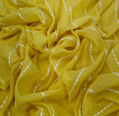 Yellow Stripes Thread Mul Chanderi Embroidery