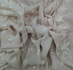 Pastel Pink Tissue Applique Work Mul Chanderi Embroidery