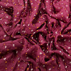 Maroon & Yellow Pure Chiniya Silk Zari Bandhani