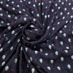 Black & Red Pure Chiniya Silk Zari Bandhani