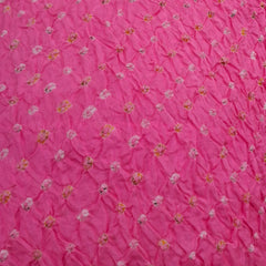 Bright Pink & Yellow Pure Silk Bandhani