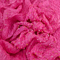 Bright Pink & Yellow Pure Silk Bandhani