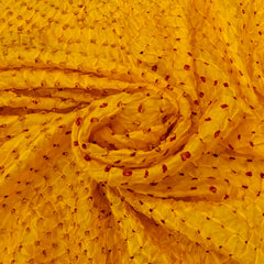 Yellow & Maroon Pure Silk Bandhani
