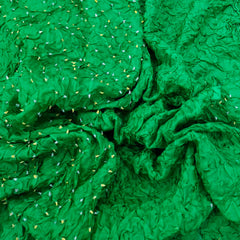 Dark Green & Yellow Pure Silk Bandhani