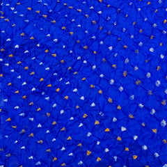 Royal Blue & Yellow Pure Silk Bandhani
