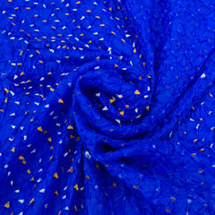 Royal Blue & Yellow Pure Silk Bandhani