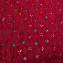 Maroon & Multicolour Pure Silk Bandhani
