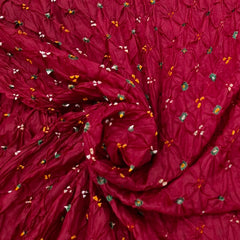 Maroon & Multicolour Pure Silk Bandhani