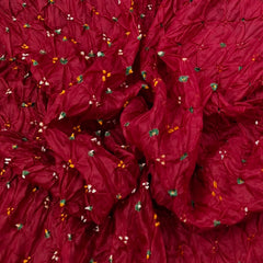 Maroon & Multicolour Pure Silk Bandhani