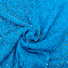 Firozi Blue & White Pure Silk Bandhani