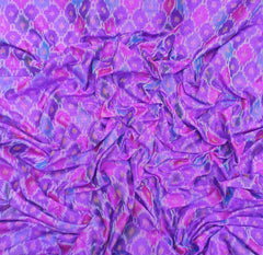 Purple Two Tone Geometric Pure Raw Silk Ikkat