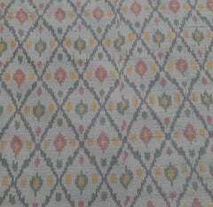 Cement Grey Abstract Pure Raw Silk Ikkat