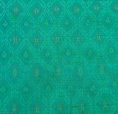 Peacock Green Abstract Pure Raw Silk Ikkat