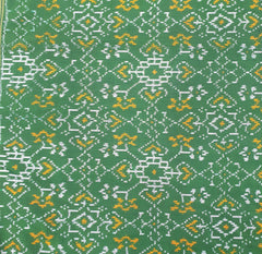 Dark Green & Zari Border Patola Pure Silk Double Weaving Ikkat