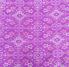 Purple & Golden Zari Border Patola Pure Silk Double Weaving Ikkat