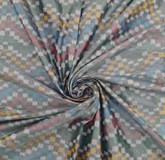 Bluish Grey Pure Silk Zig Zag Ikkat