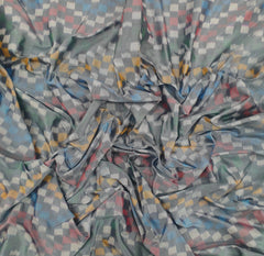 Bluish Grey Pure Silk Zig Zag Ikkat