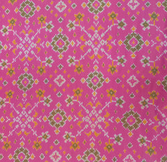 Rani Pink & Golden Zari Border Patola Pure Silk Double Weaving Ikkat