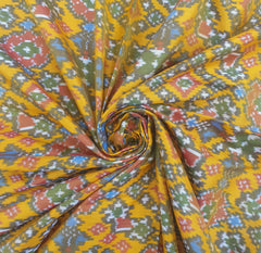 Mango Yellow & Pink Border Patola Pure Silk Double Weaving Ikkat