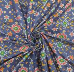 Navy Blue & Red Border Patola Pure Silk Double Weaving Ikkat