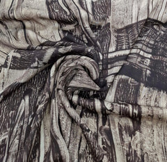 Cream Abstract Modal Satin Ajrak Printed
