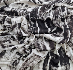 Cream & Black Modal Satin Ajrak Printed