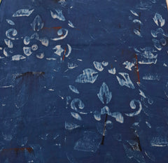 Blue Floral Modal Satin Ajrak Printed