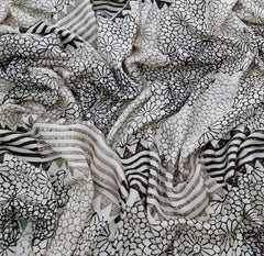 Cream Geometric Modal Satin Ajrak Printed
