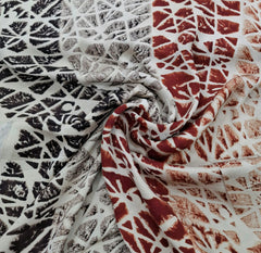 Cream & Multicolour Abstract Modal Satin Ajrak Printed