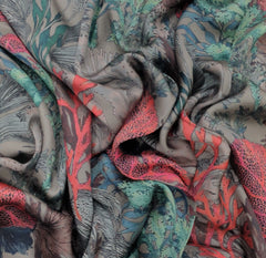 Light Grey Floral Multicolour Modal Satin Printed