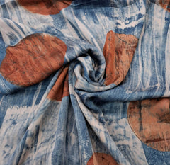 Light Blue Abstract Modal Satin Ajrak Printed