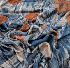 Light Blue Abstract Modal Satin Ajrak Printed