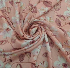 Peach Floral Jal Modal Satin Printed