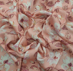 Peach Floral Jal Modal Satin Printed