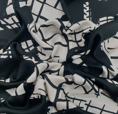 Black Abstract  Modal Satin Printed
