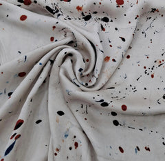 Cream Abstract Splatter Watercolour Modal Satin Ajrak Printed