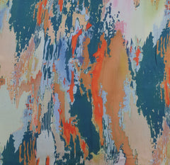 Teal Blue Multicolour Marble Modal Satin Printed