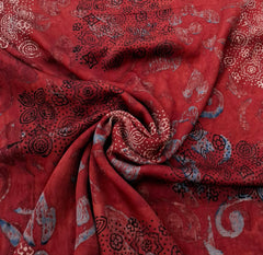 Maroon Abstract Modal Satin Ajrak Printed