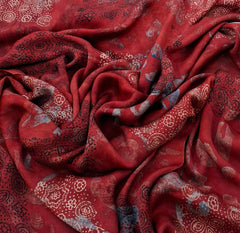 Maroon Abstract Modal Satin Ajrak Printed