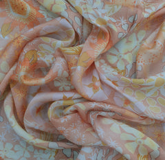 Light Peach Floral Modal Satin Printed
