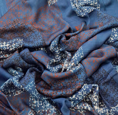 Indigo Blue Geometric Modal Satin Ajrak Printed