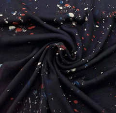 Black Abstract Splatter Watercolour Modal Satin Ajrak Printed